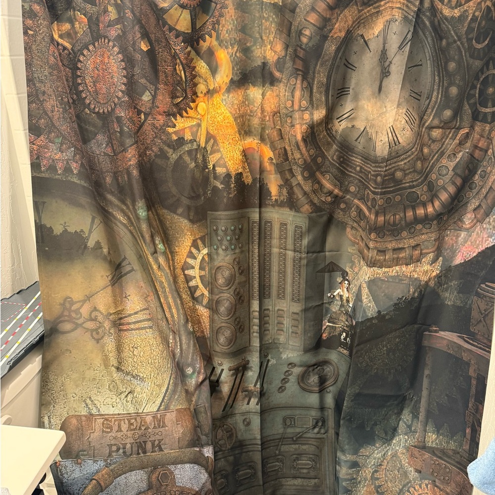 Steampunk Gear and Clock Shower Curtain